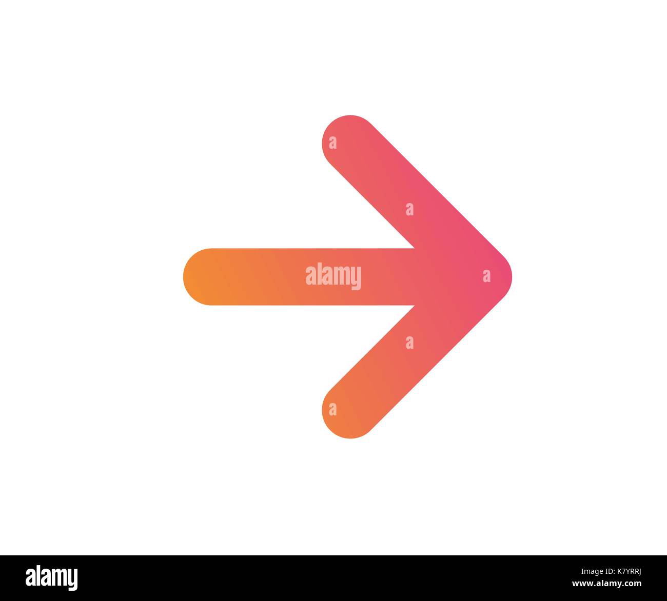 The Gradient orange to pink isolated arrow flat icon Stock Vector