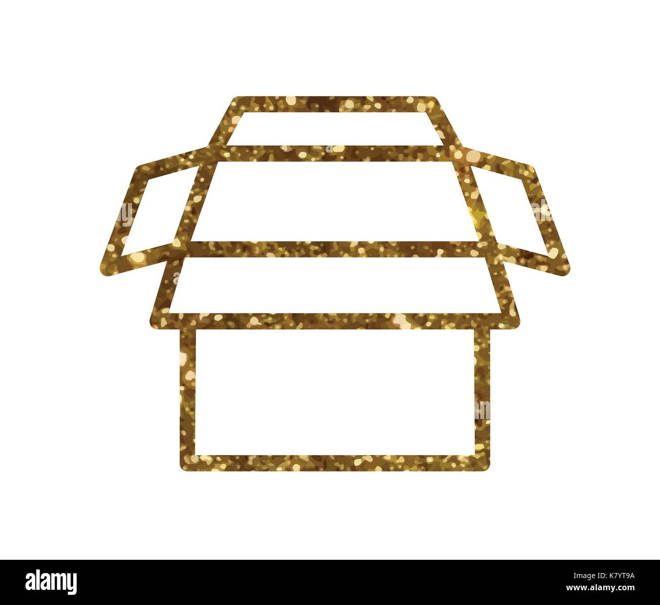 Isolated vector golden glitter delivery shipping box line icon Stock ...