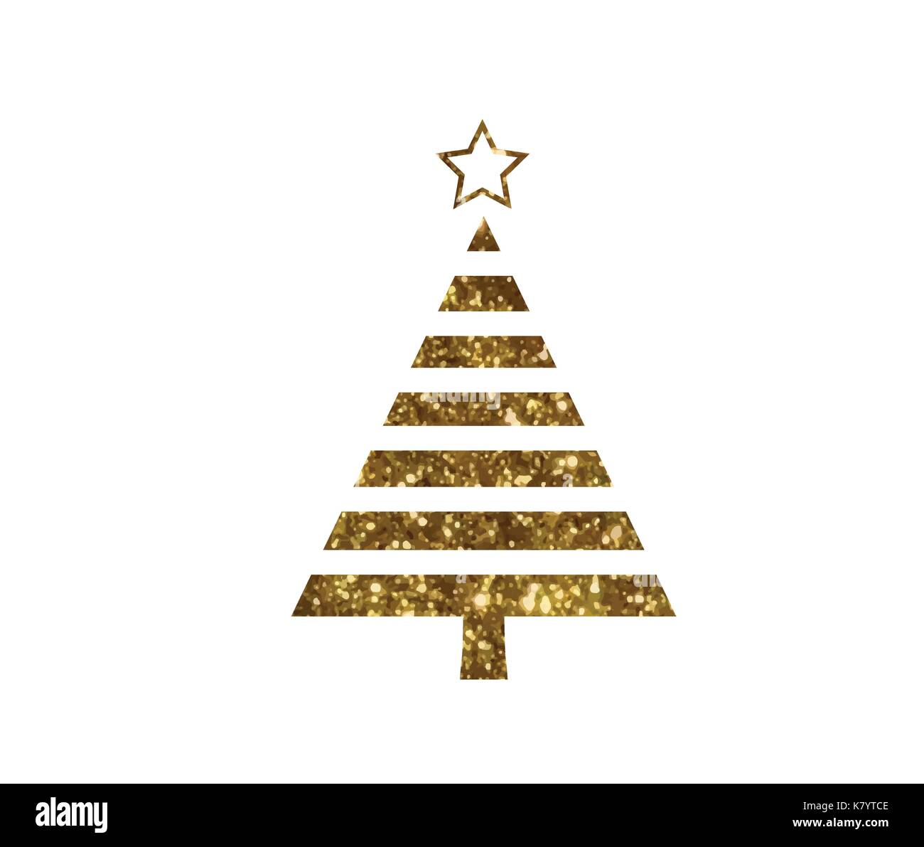 Isolated vector golden glitter Christmas tree flat icon Stock Vector ...