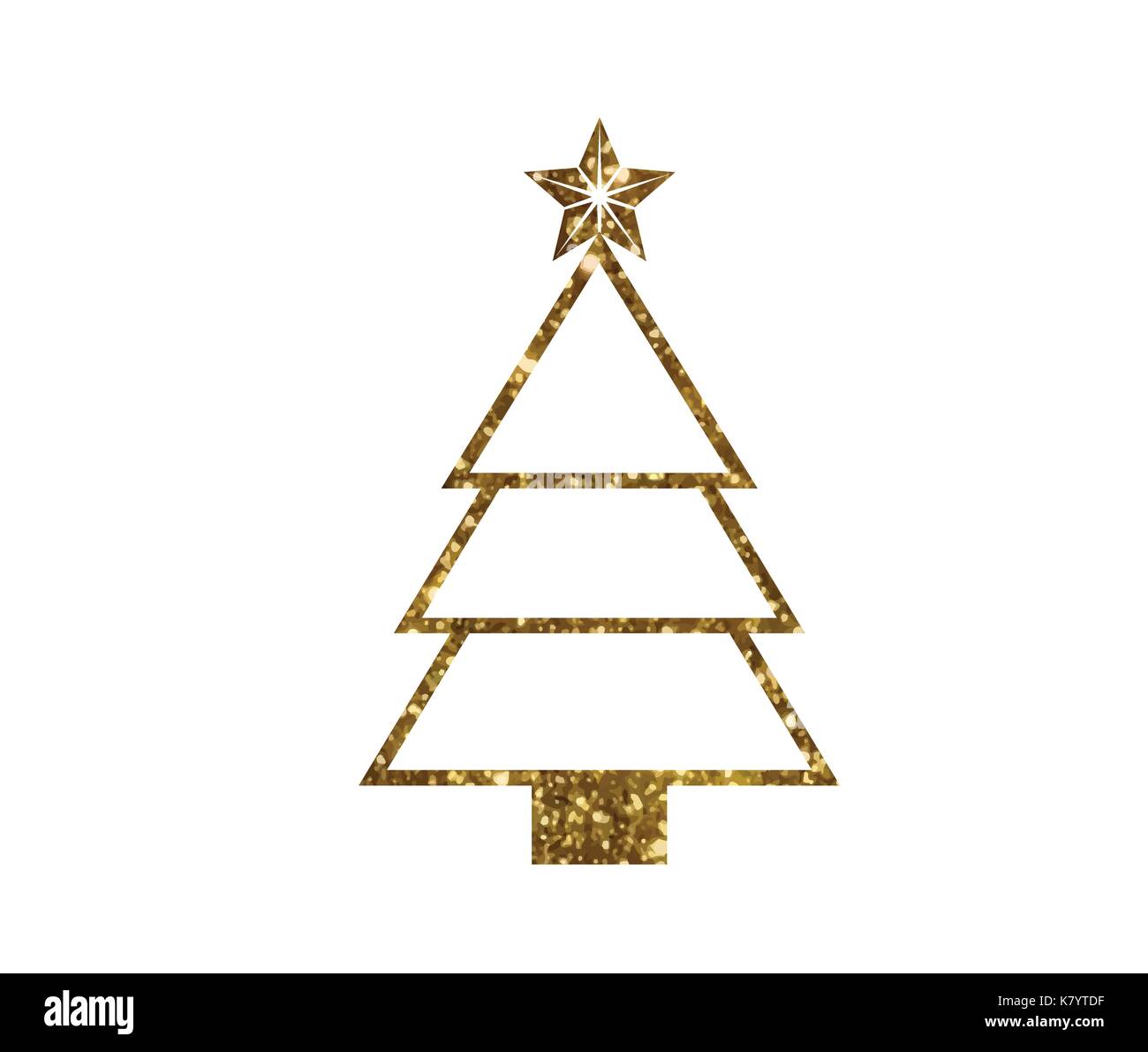 Isolated vector golden glitter Christmas tree line icon Stock Vector ...