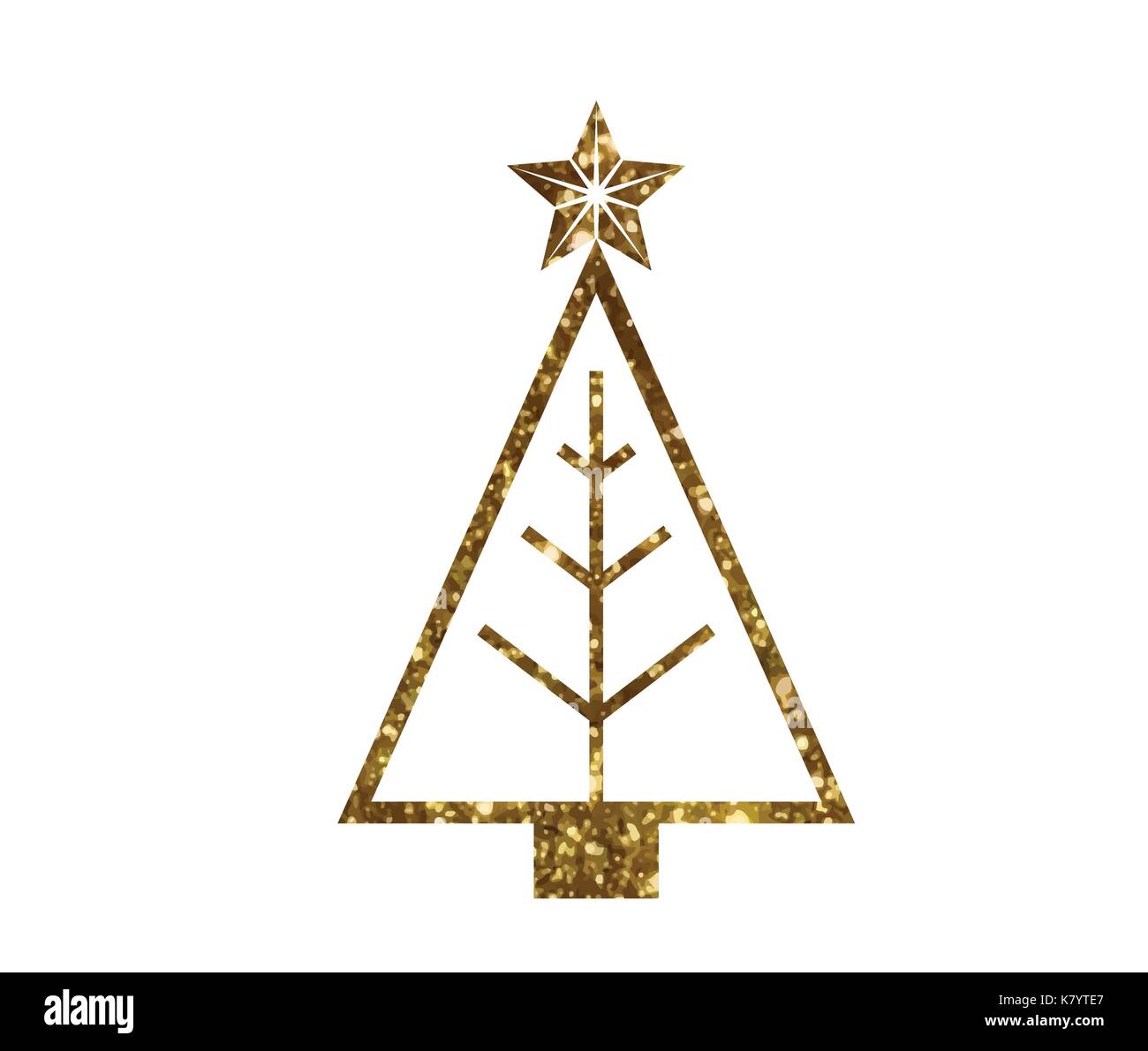 Isolated vector golden glitter Christmas tree line icon Stock Vector ...