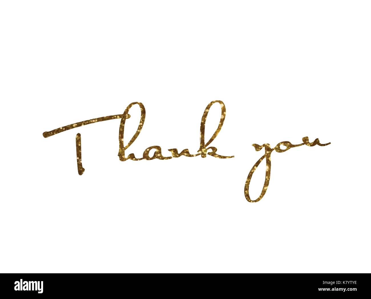 The Golden glitter isolated hand writing word THANK YOU Stock Vector
