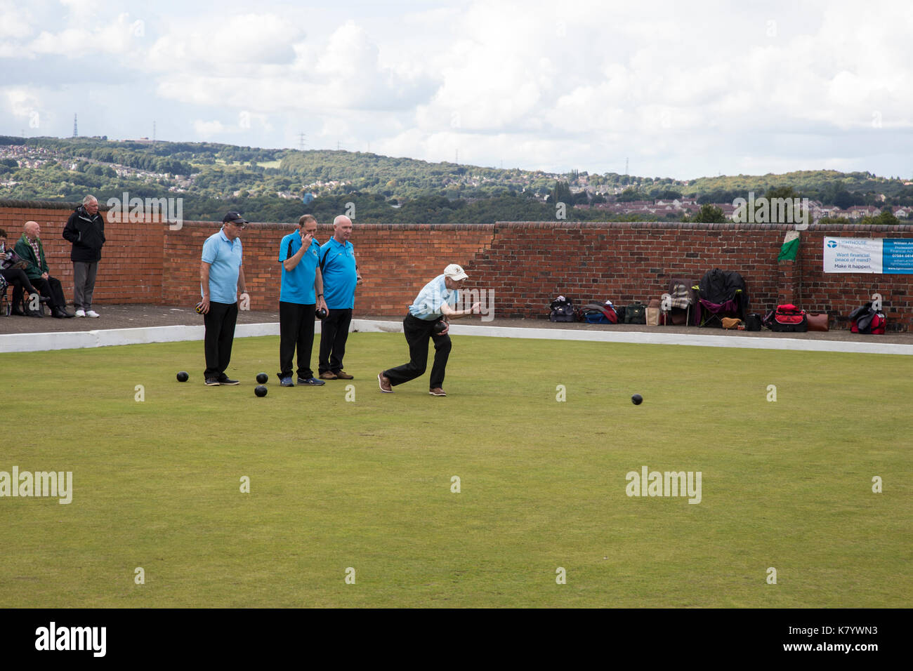 Crown Green Bowling championship in Huddersfield, West Yorkshire U.K. Stock Photo