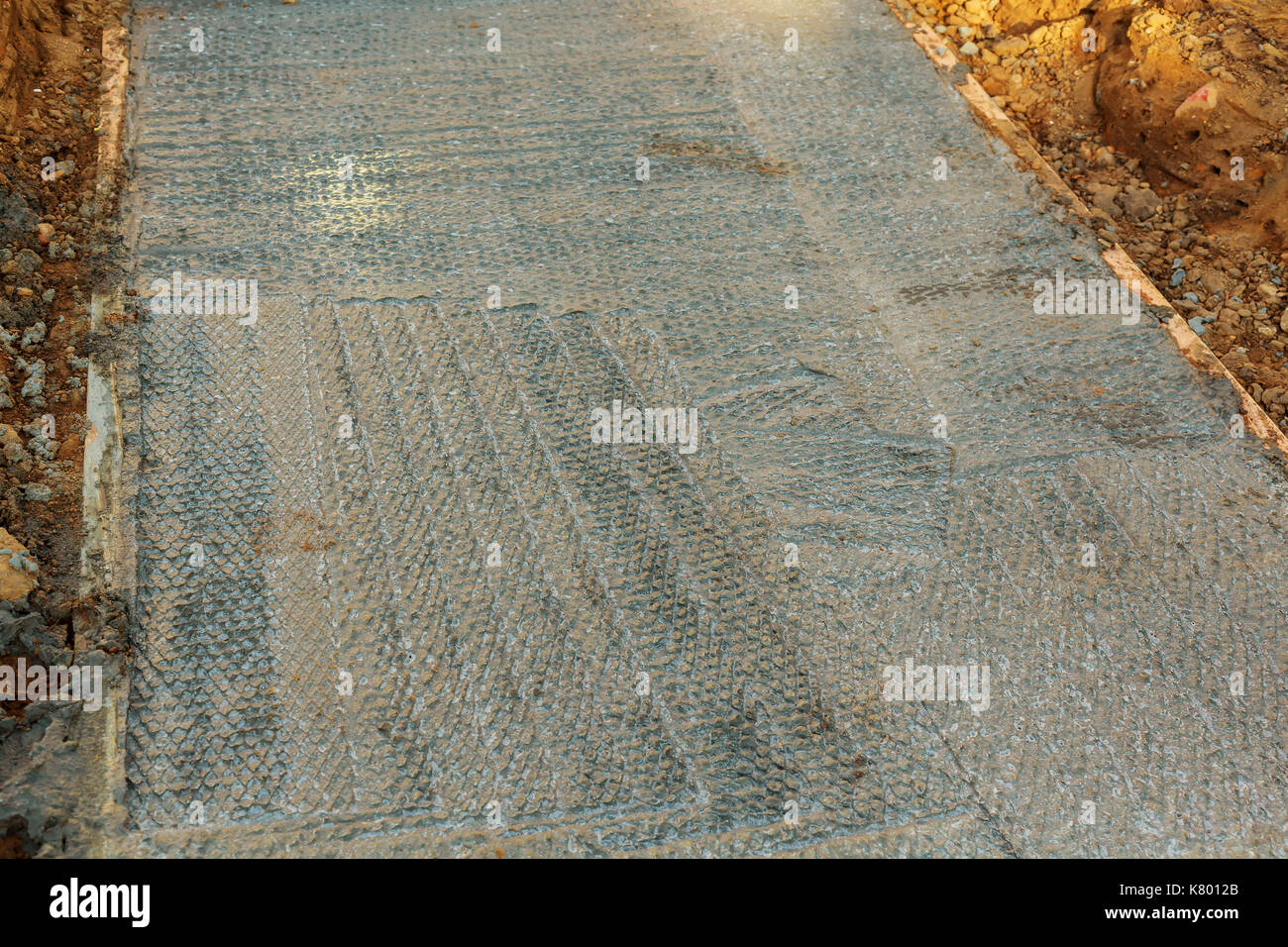 Formed and Poured Concrete Sidewalk Background of concrete with