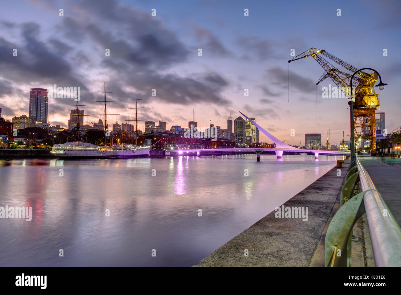 Puerto Madero in Buenos Aires, Argentina, after sunset Stock Photo