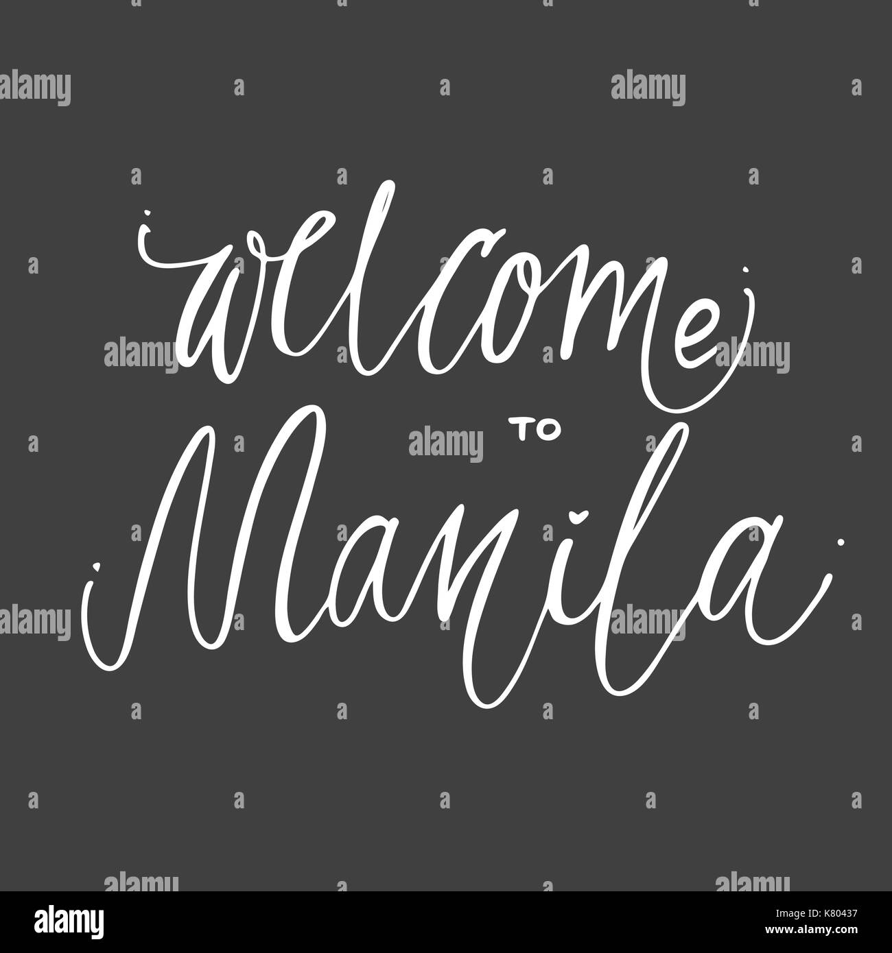 Welcome Manila hand lettering design for posters, t-shirts, cards, invitations, stickers, banners. Vector. Stock Vector