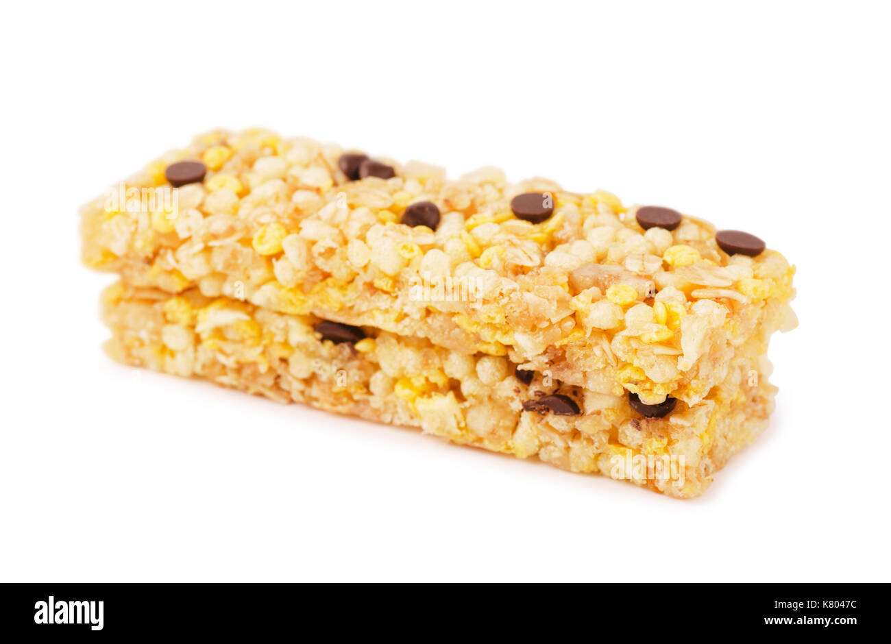 Healthy munchies bars isolated on white background Stock Photo
