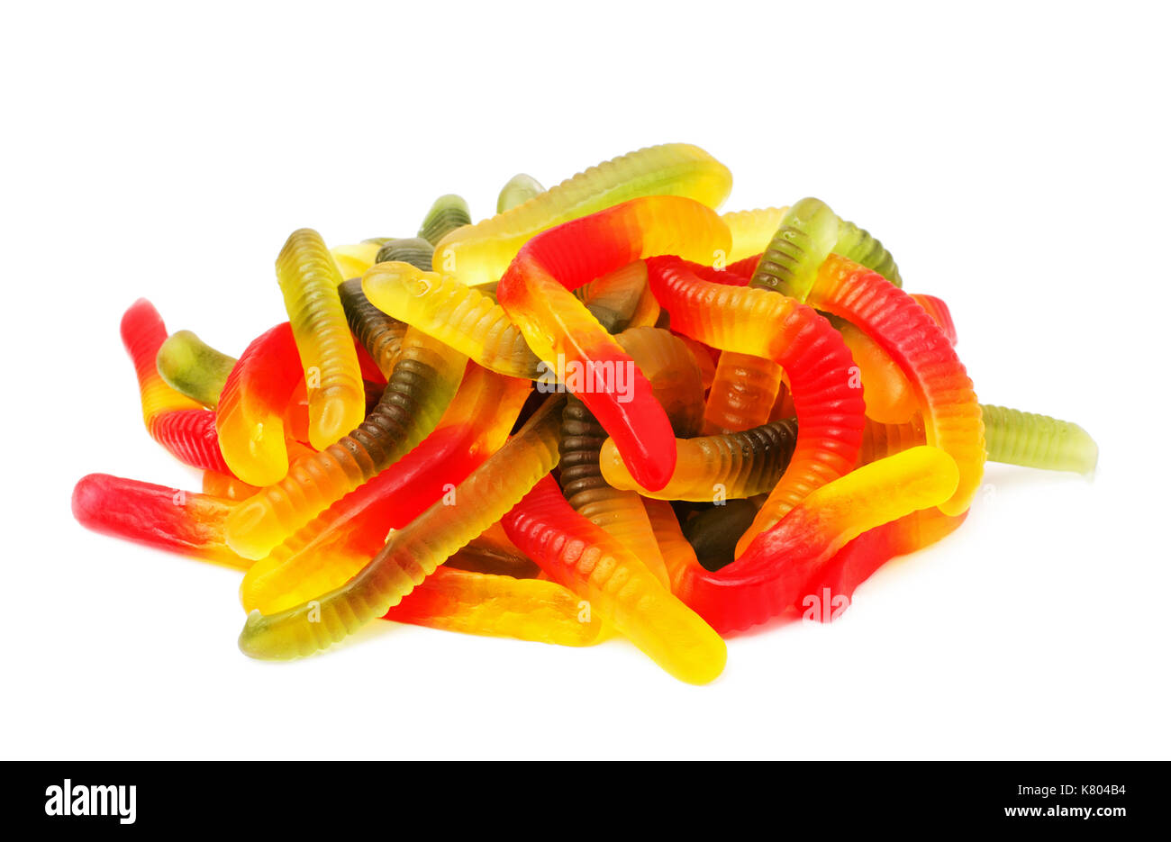 Tasty jelly worms isolated on white background Stock Photo