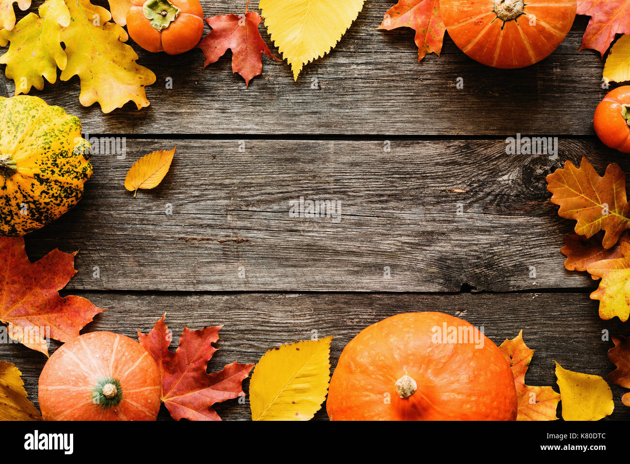 Pumpkins And Fall Leaves Background