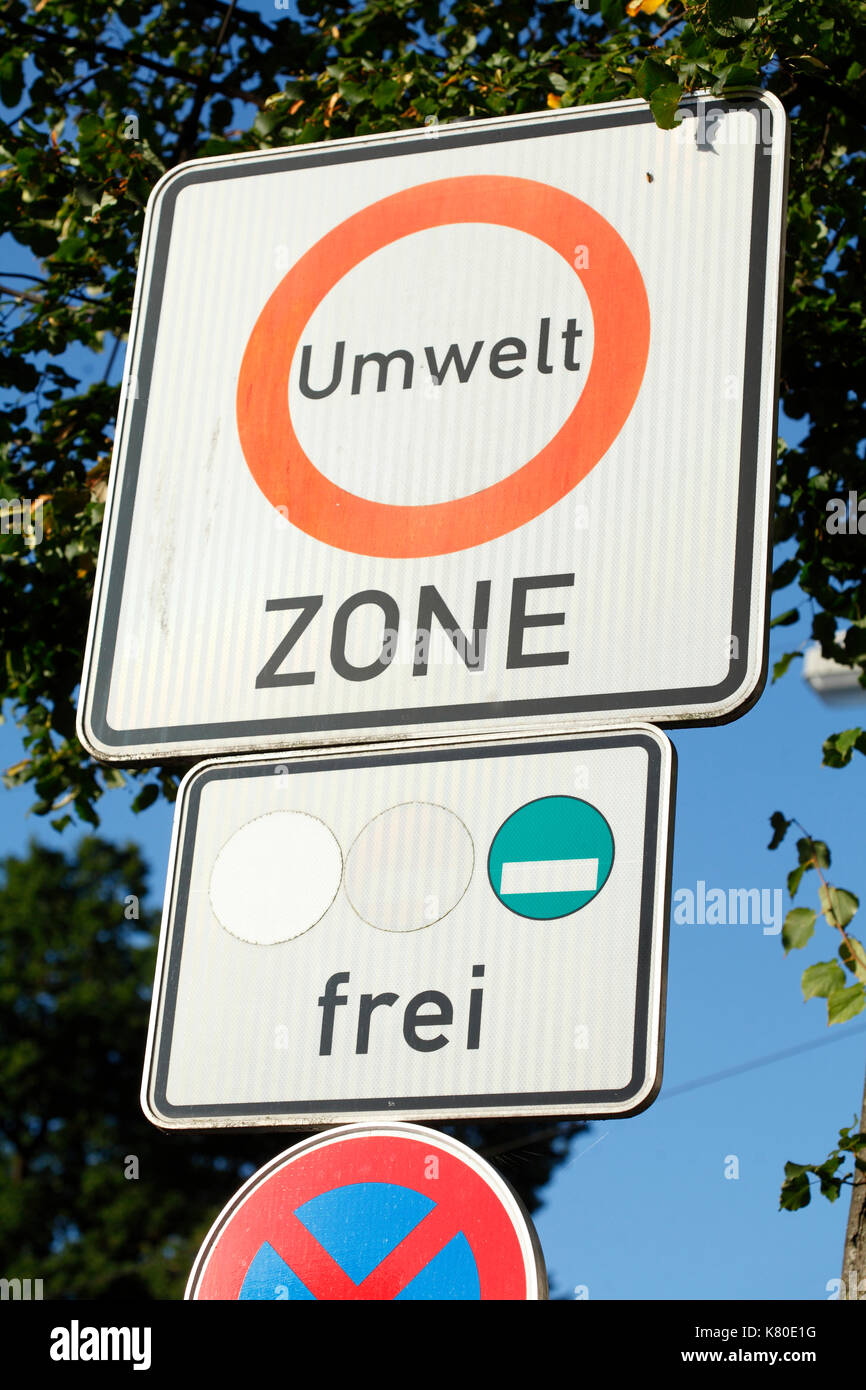 road sign environmental zone (Umweltzone in german) Stock Photo