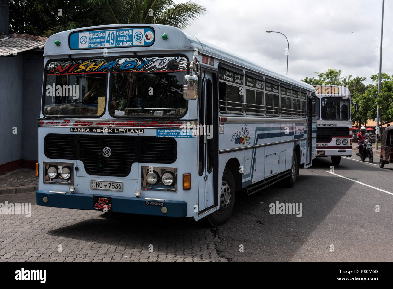 A long-distance bus arrives at the  Inter-Provincial Main Passenger Bus Terminal in Colombo, Sri Lanka in Colombo, Sri Lanka Stock Photo