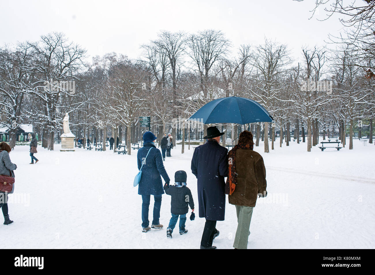 Paris Winter in Luxembourg Garden Stock Photo