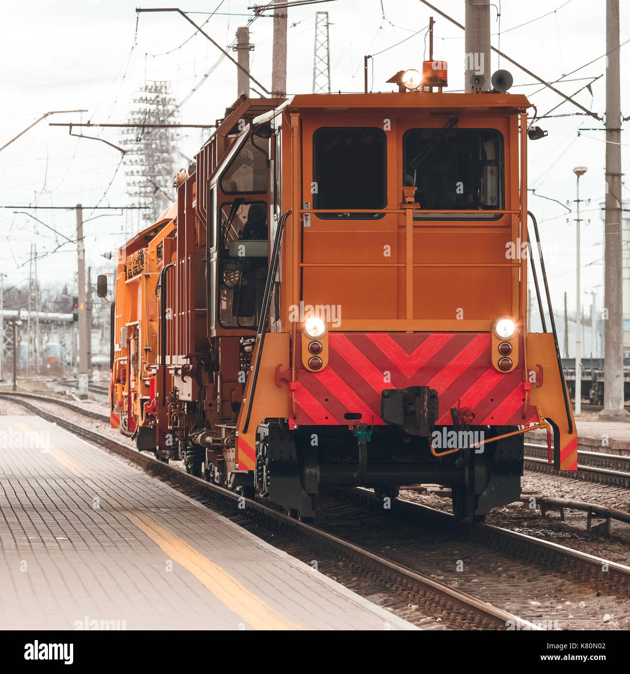 Ballast distributing and profiling track machine. Repair train Stock