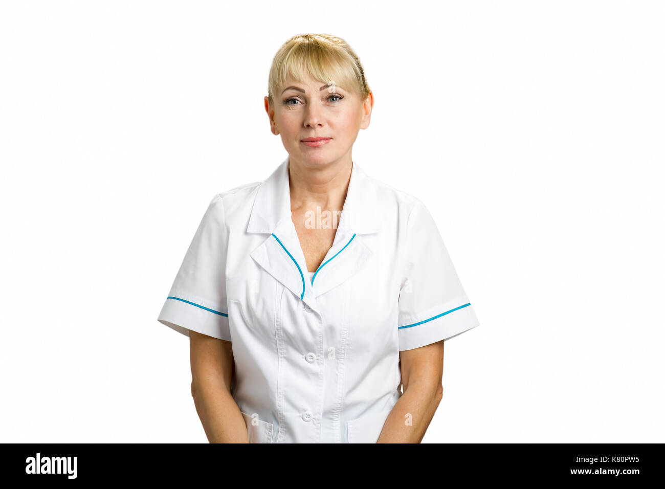 Portrait of nurse in white uniform Stock Photo Alamy