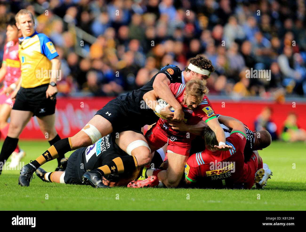 Harlequins Charlie Walker during the Aviva Premiership Rugby match between Wasps RFC v Harlequins F.C on Sunday 17th September 2017 at the Ricoh Arena, Coventry. Credit Leila Coker Stock Photo