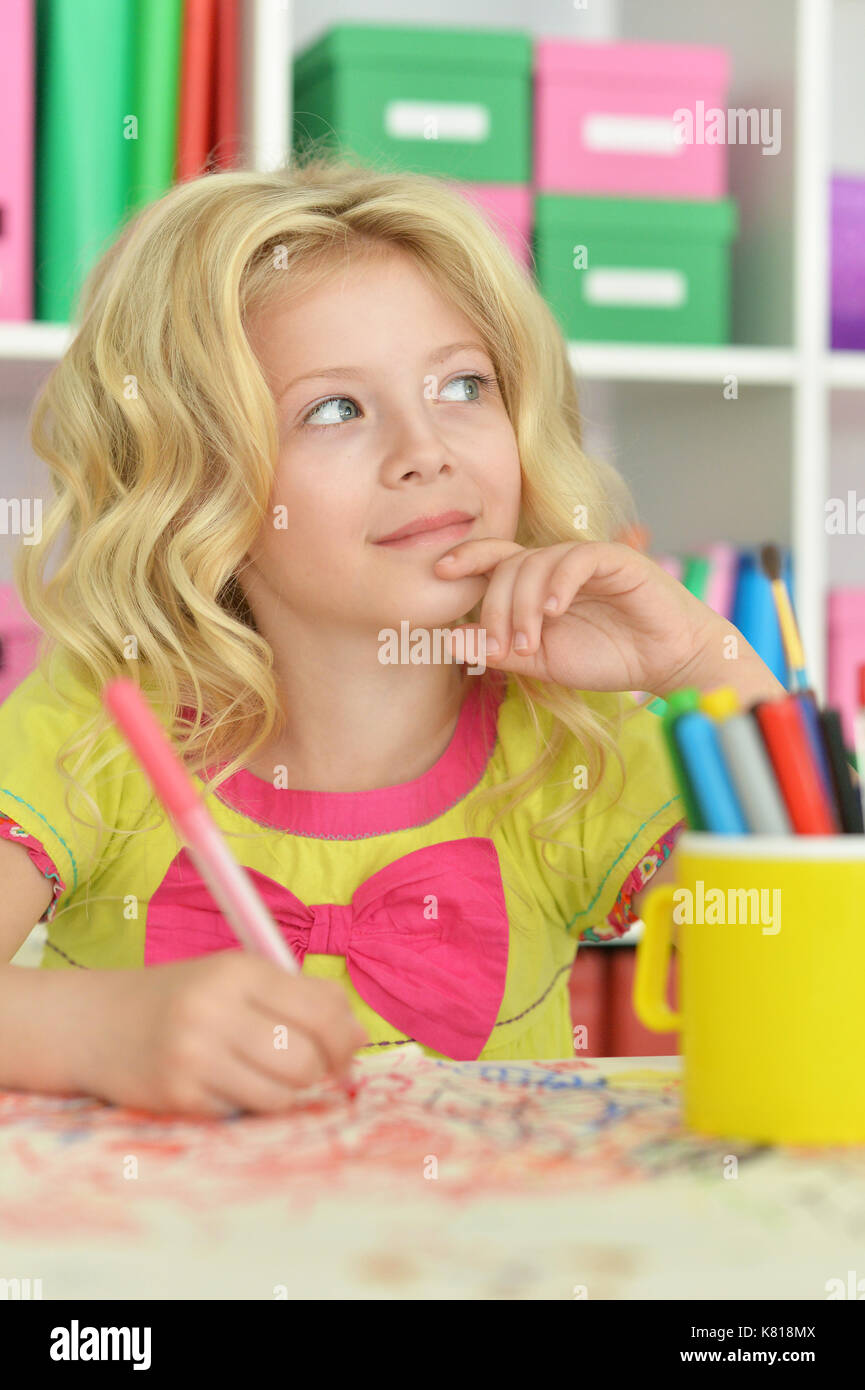 cute little girl in classroom Stock Photo - Alamy