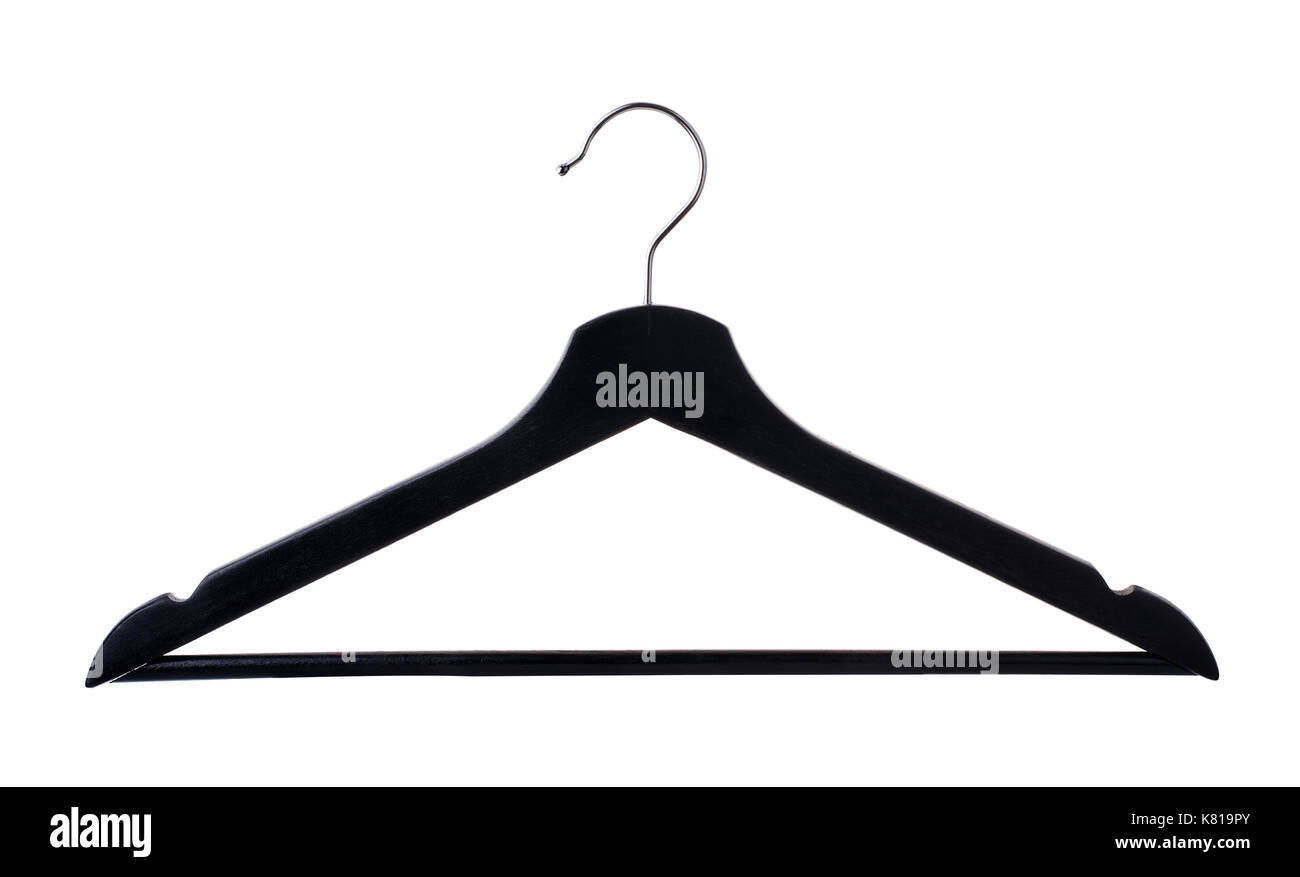 Black coat hanger isolated on a white background Stock Photo