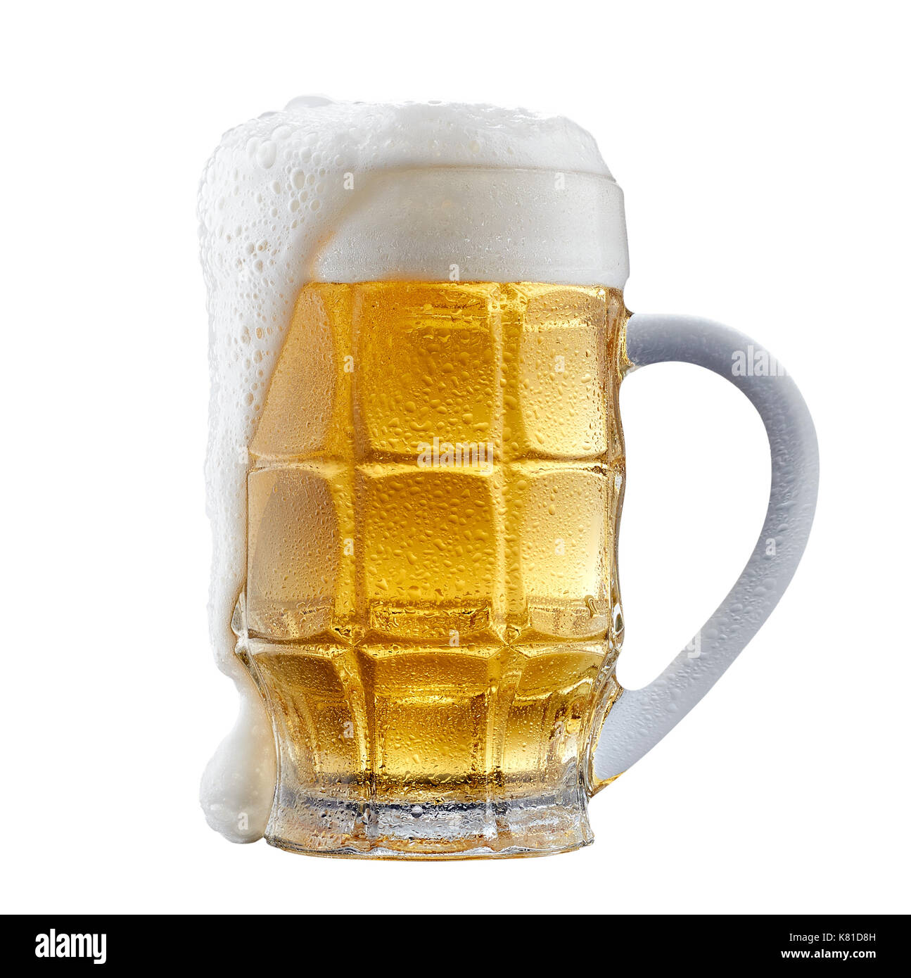 Mug of frosty beer with foam Stock Photo Alamy