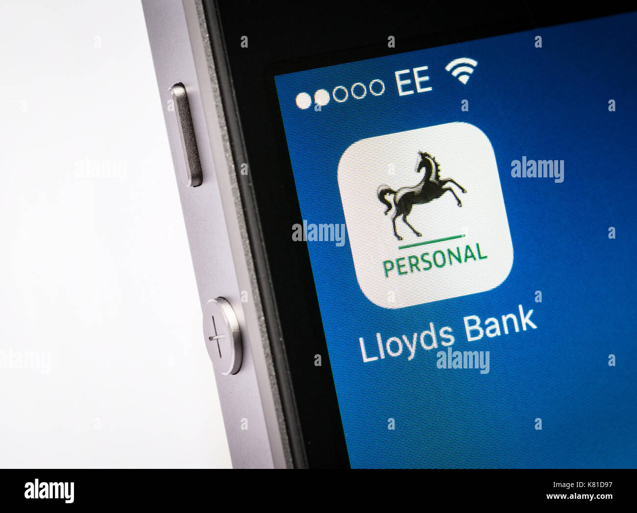 Lloyds Bank mobile banking app on an iPhone mobile phone Stock Photo