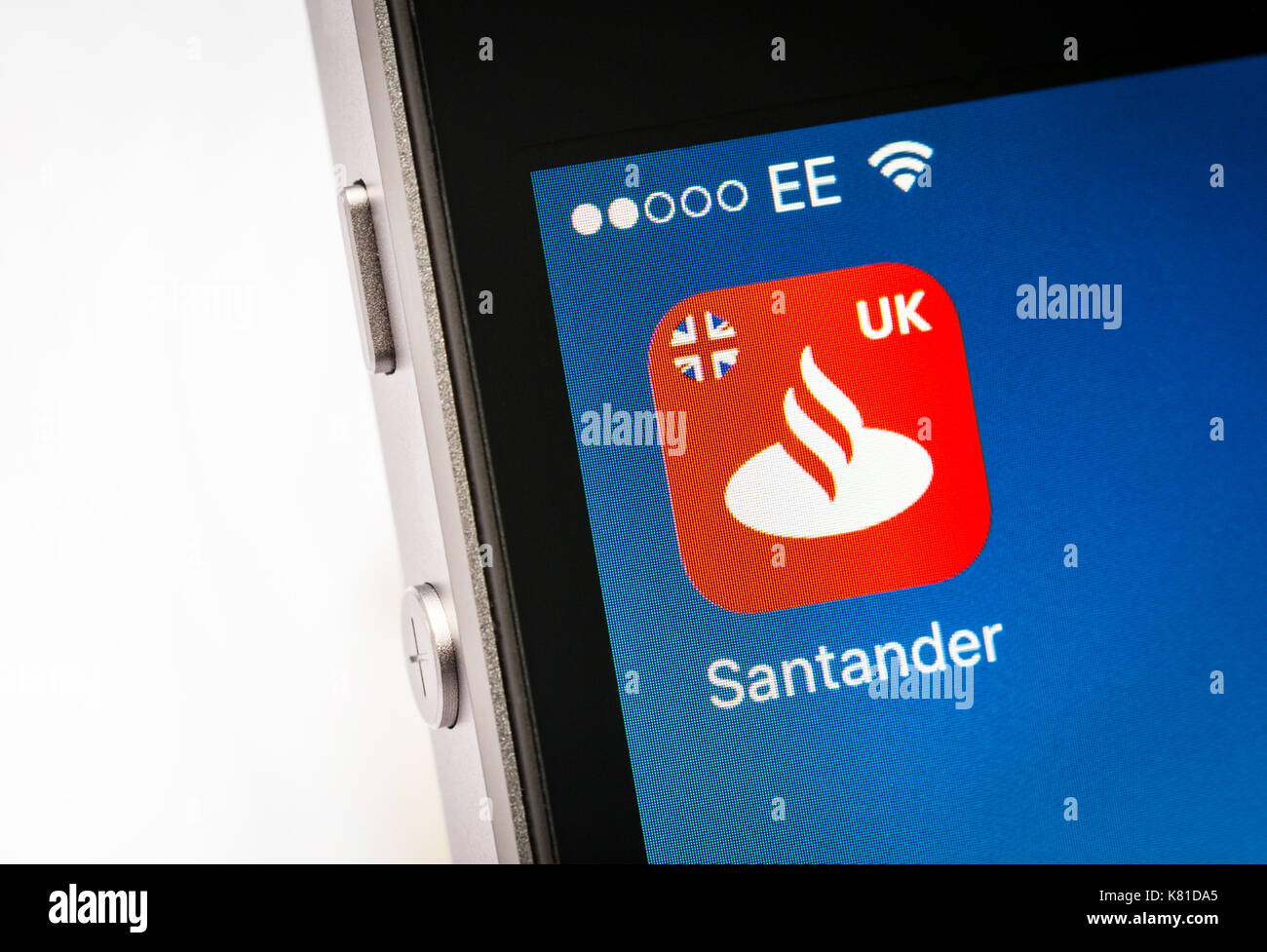 Santander mobile banking app on an iPhone mobile phone Stock Photo