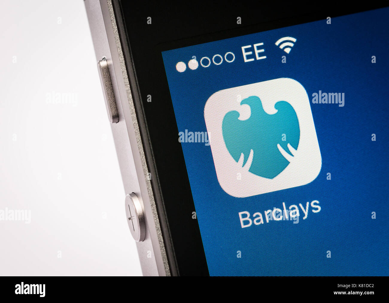 Barclays Bank mobile banking app on an iPhone mobile phone Stock Photo
