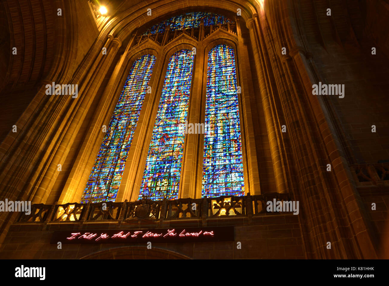 Liverpool Cathedral stained glass window Stock Photo Alamy