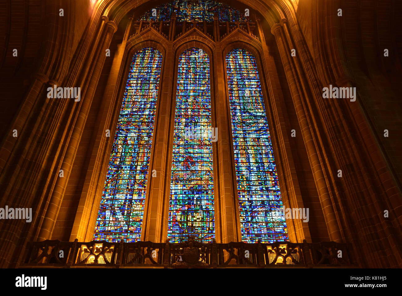 Liverpool Cathedral stained glass window Stock Photo Alamy