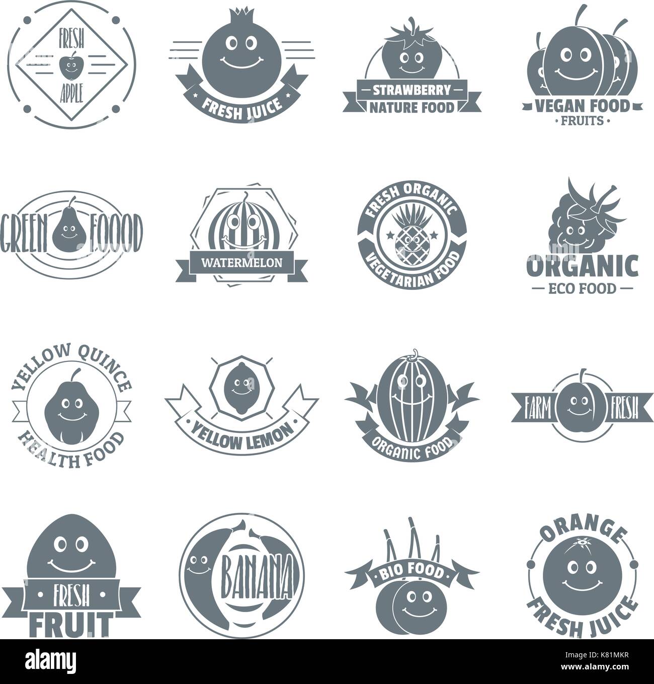 Smiling fruit logo icons set, simple style Stock Vector Image & Art - Alamy