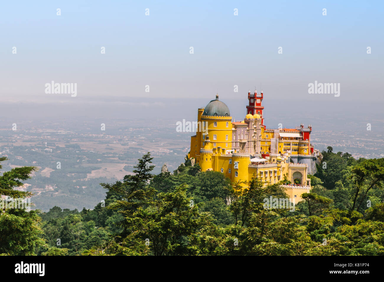 Sintra Pena Palace viewed from the top of the montain Stock Photo