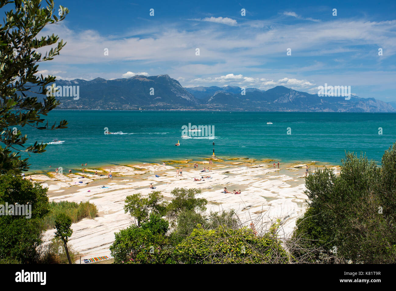 Jamaica Beach at the tip of Sirmione, Lake Garda, Italy Stock Photo