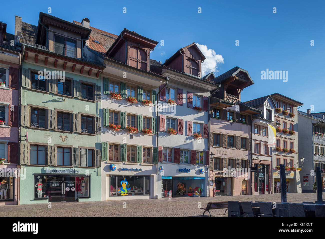 Historic burgher houses in the "Kaiserstraße", pedestrian zone of the old  town, Waldshut-Tiengen, Baden-Württemberg, Germany Stock Photo - Alamy