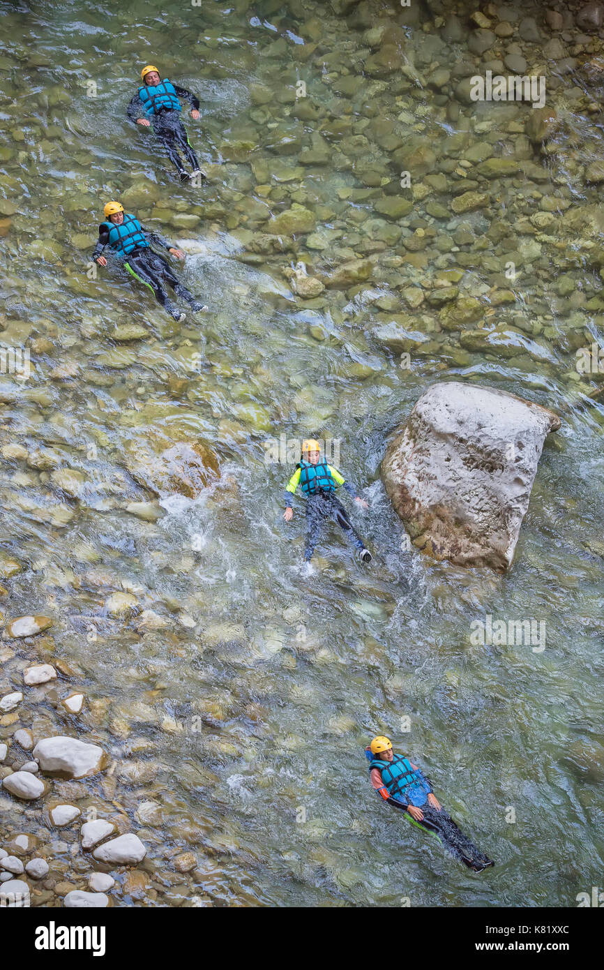 People canyoning in the du Verdon, ProvenceAlpesCote d'Azur