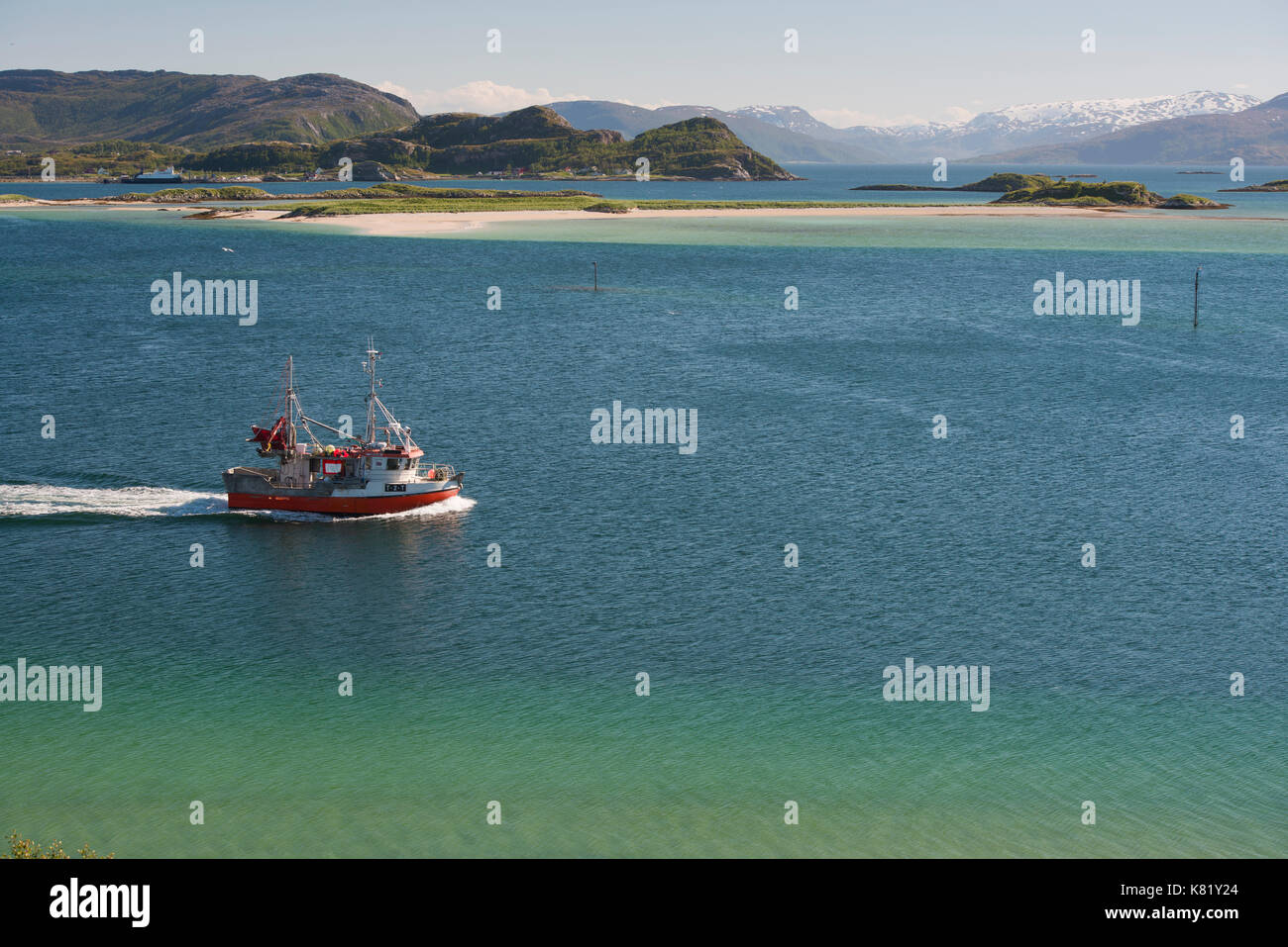 Fishing boat, Island of Sommarøy, Troms province, Northern Norway, Norway Stock Photo