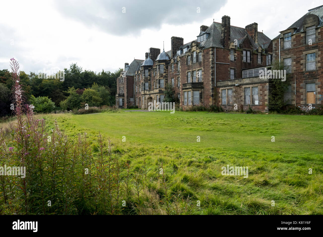 The nurses home in the grounds of the former Bangour Village hospital, Dechmont, West Lothian, Scotland which closed in 2004. Stock Photo