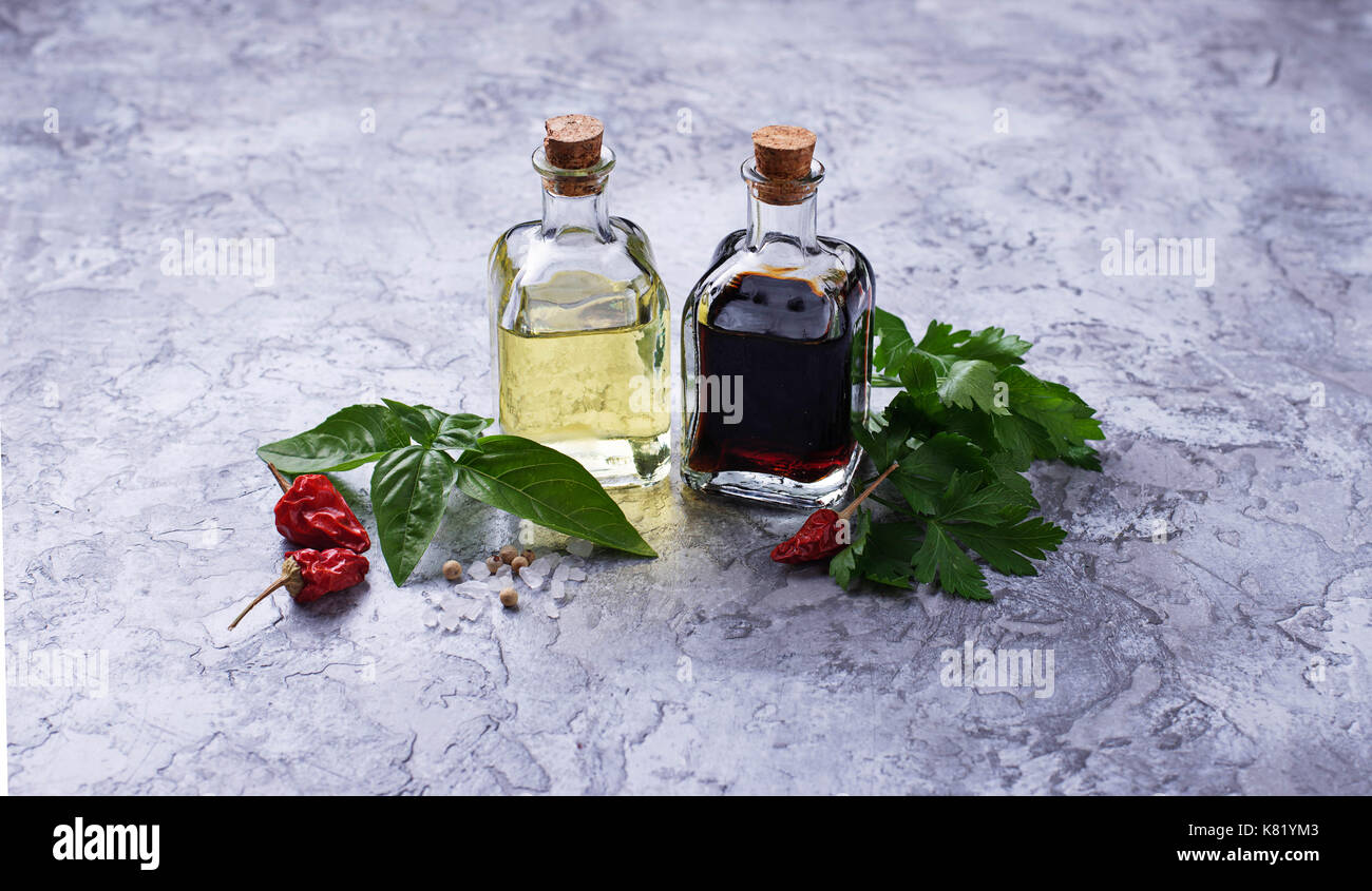 Olive oil and vinegar Stock Photo Alamy