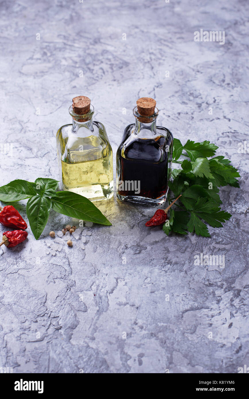 Olive oil and vinegar Stock Photo Alamy