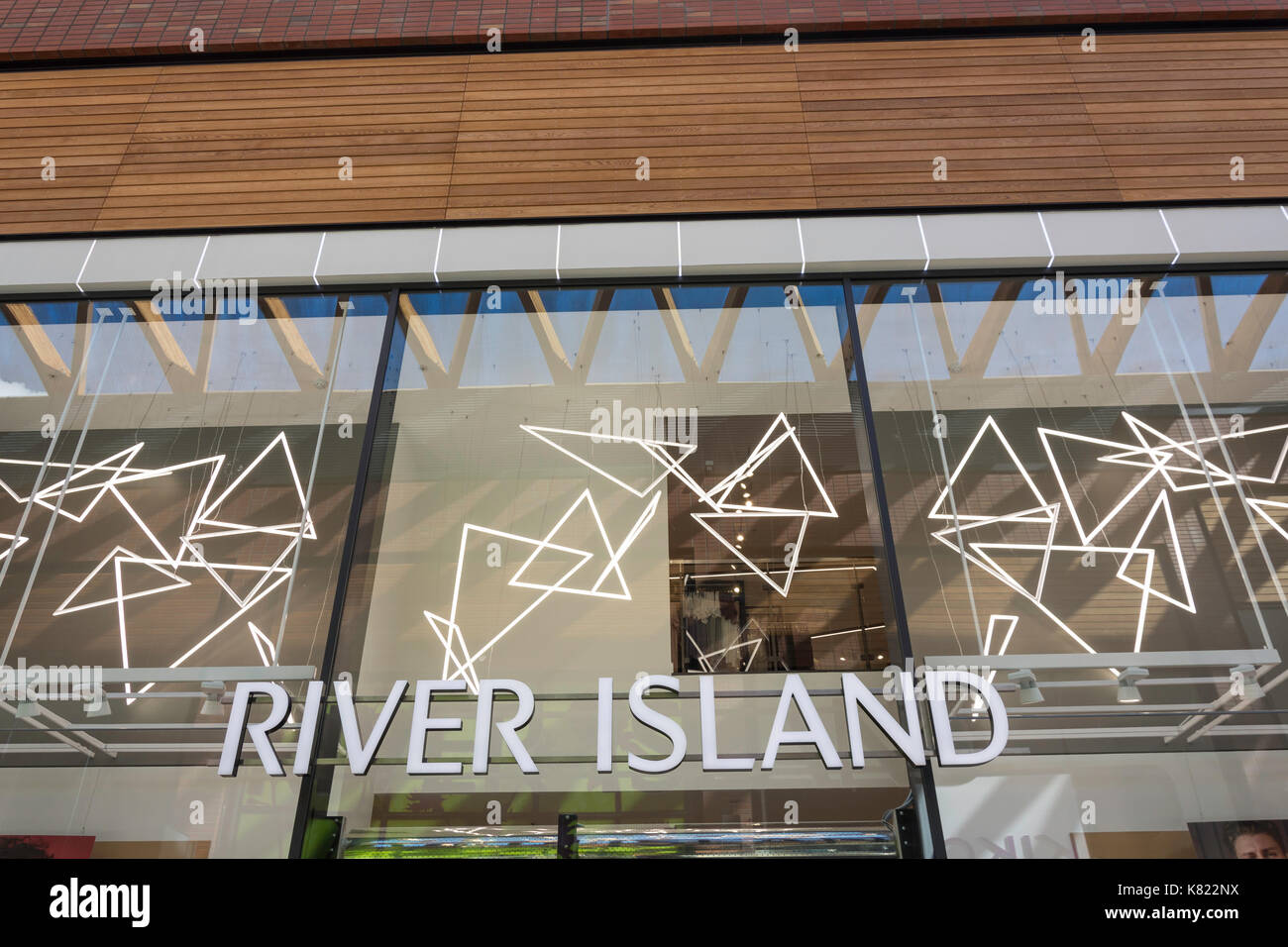 Entrance logo, River Island fashion store, Braccan Walk, Bracknell, Berkshire, England, United Kingdom Stock Photo