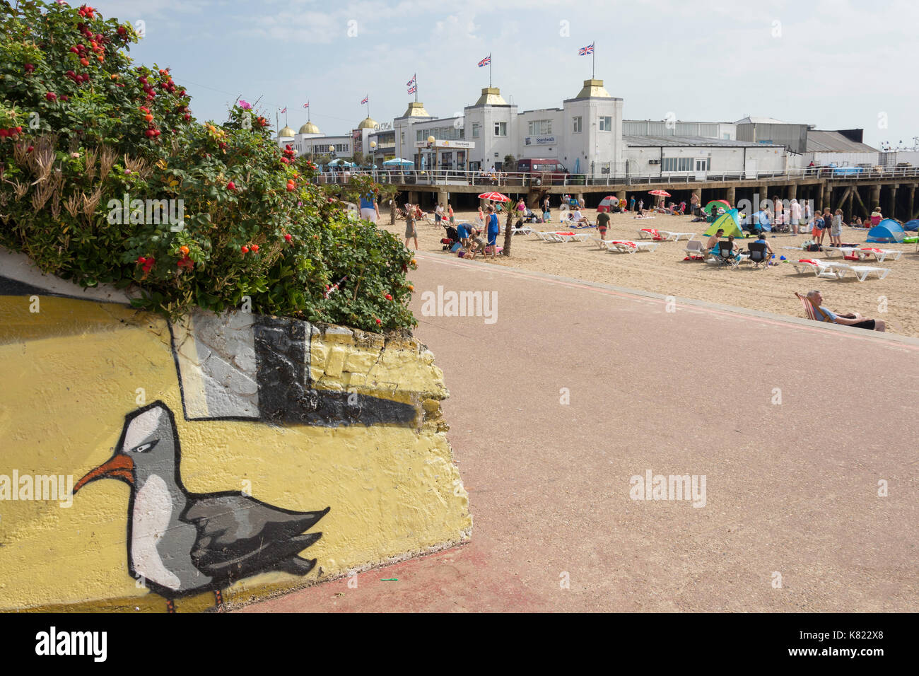 Clacton Pier and beach, ClactononSea, Essex, England, United Kingdom