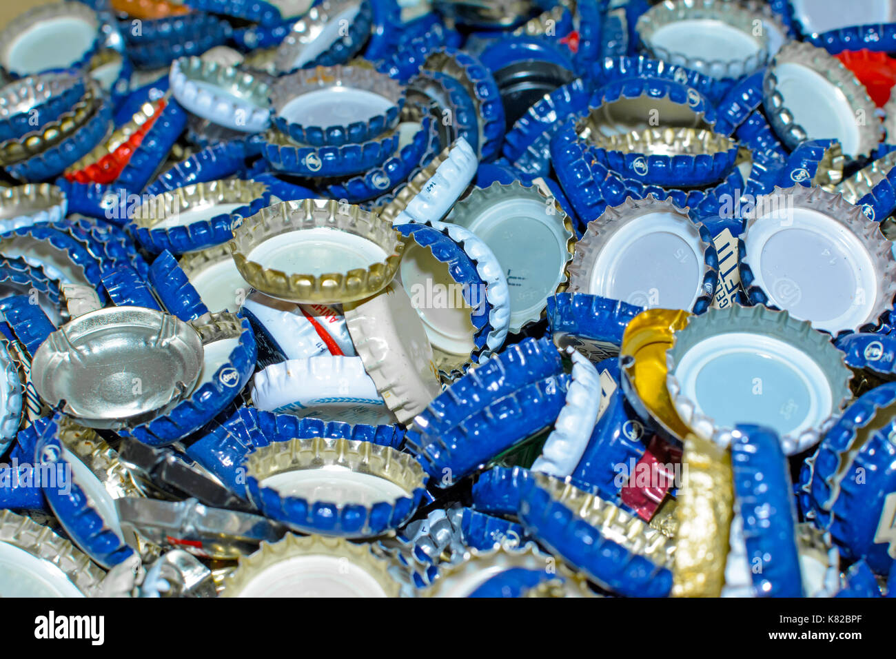 collection of metal bottle caps Stock Photo Alamy