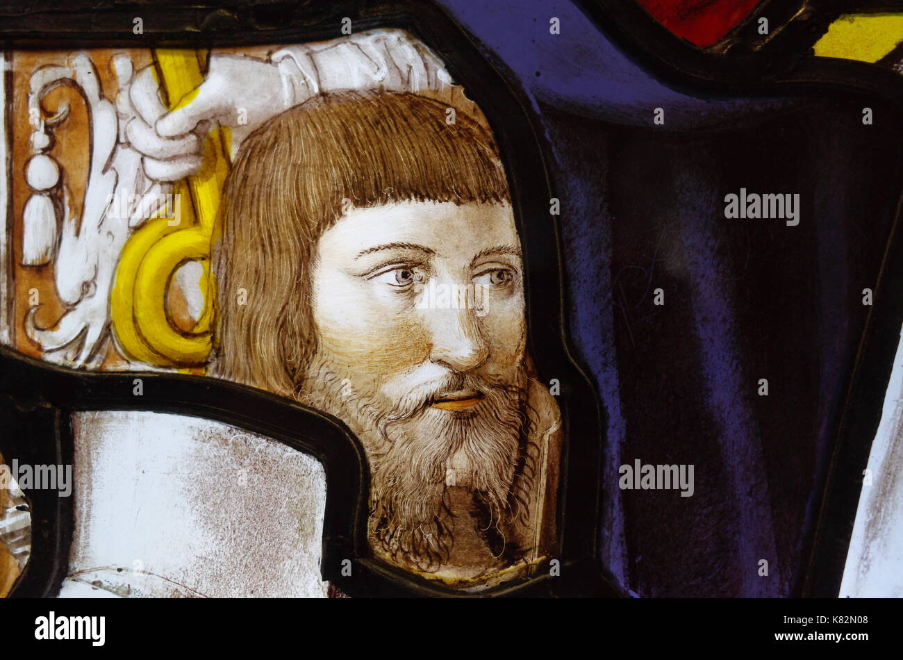 Stained Glass Window Depicting Biblical Scenes At The Victoria Albert Museum In London Stock 