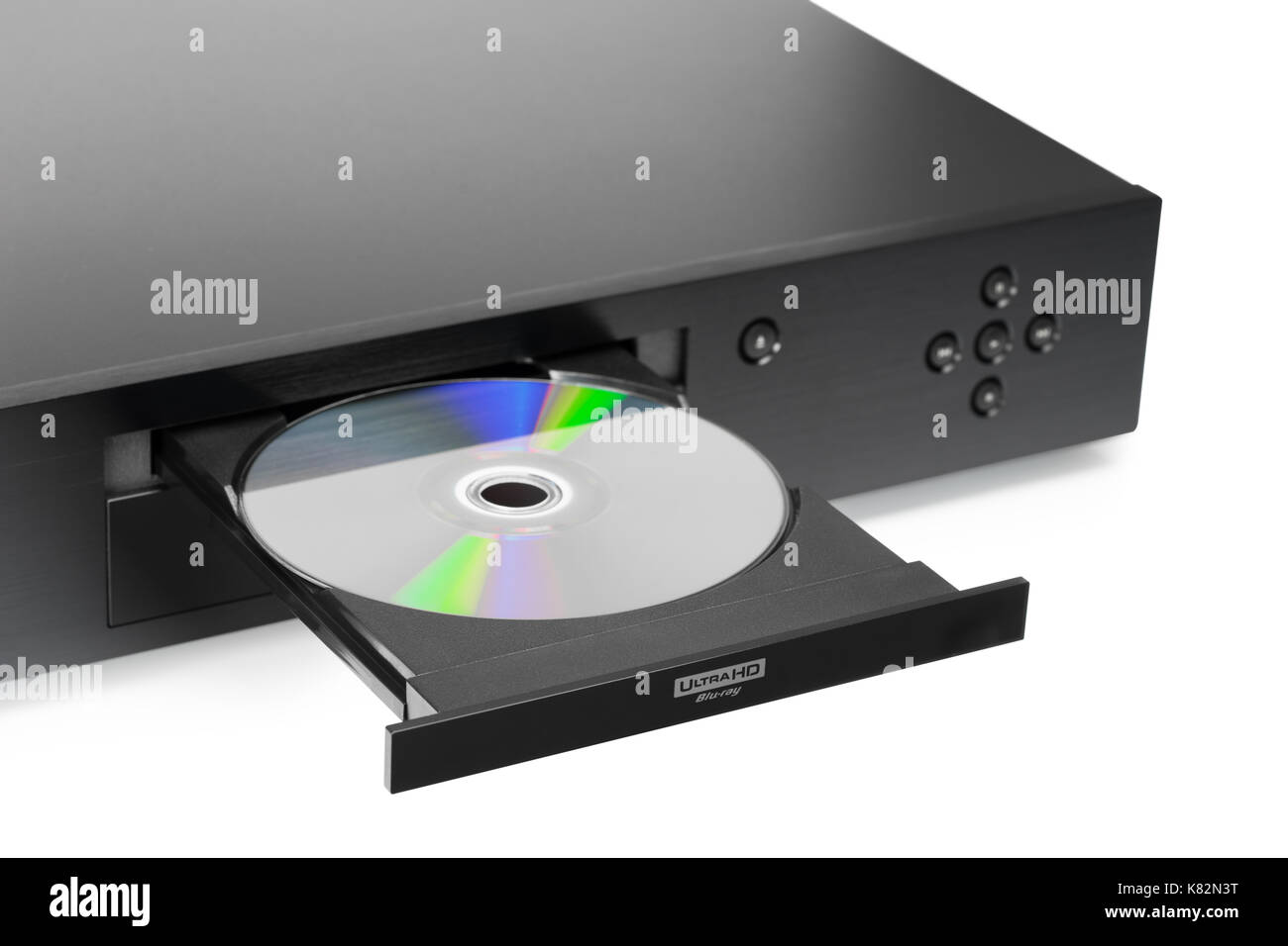 Blue-ray player with a disk, isolated Stock Photo