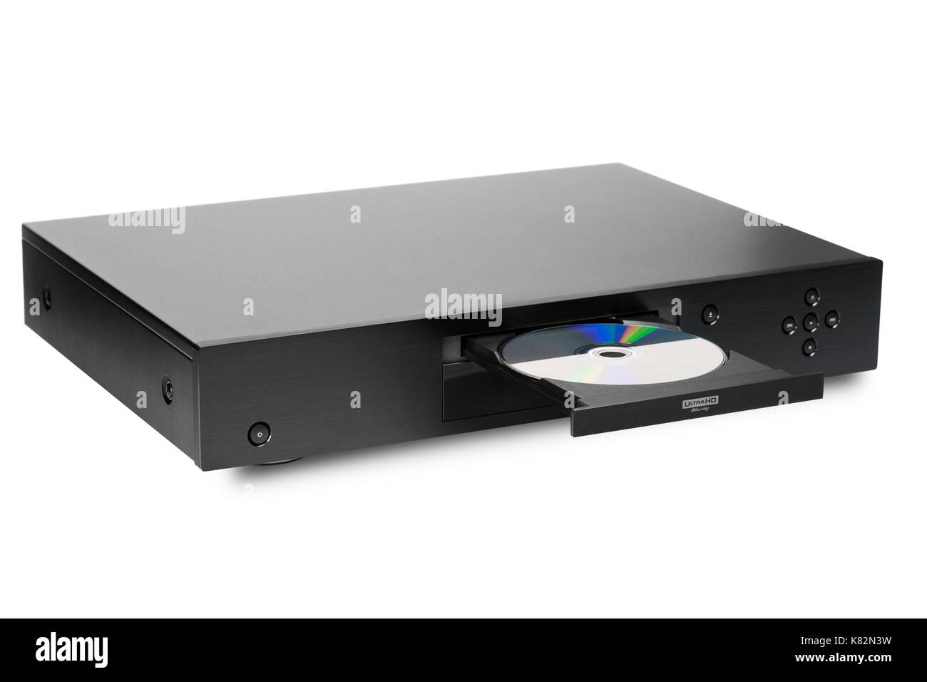 Blueray player with a disk, isolated Stock Photo Alamy
