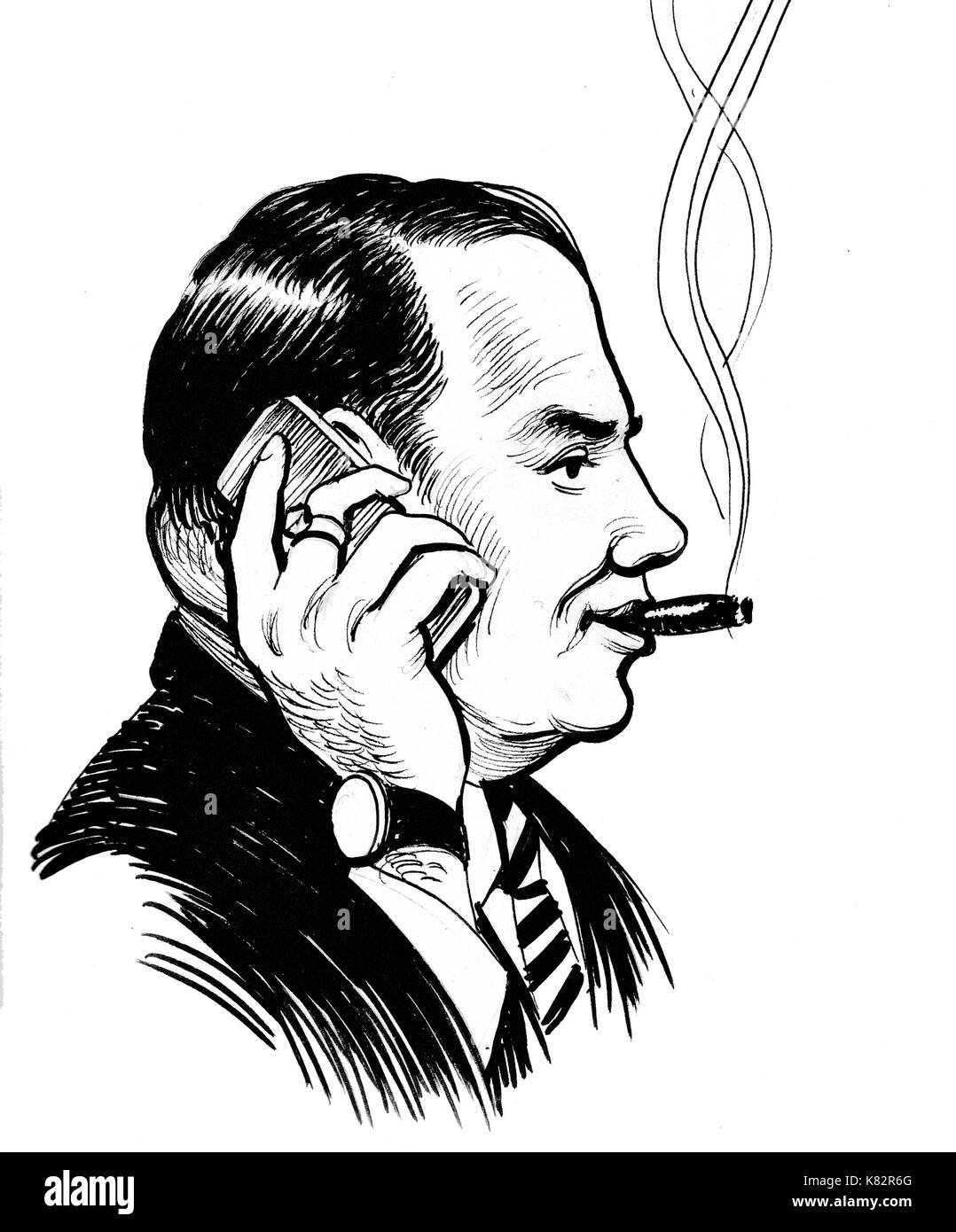 Boss is talking over the phone Stock Photo Alamy