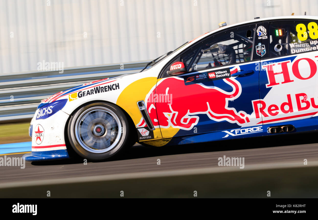 MELBOURNE, AUSTRALIA - 17 SEPTEMBER: Jamie Whincup 88 driving for Triple Eight Race Engineering/Red Bull Holden Racing Team during the The Virgin Aust Stock Photo