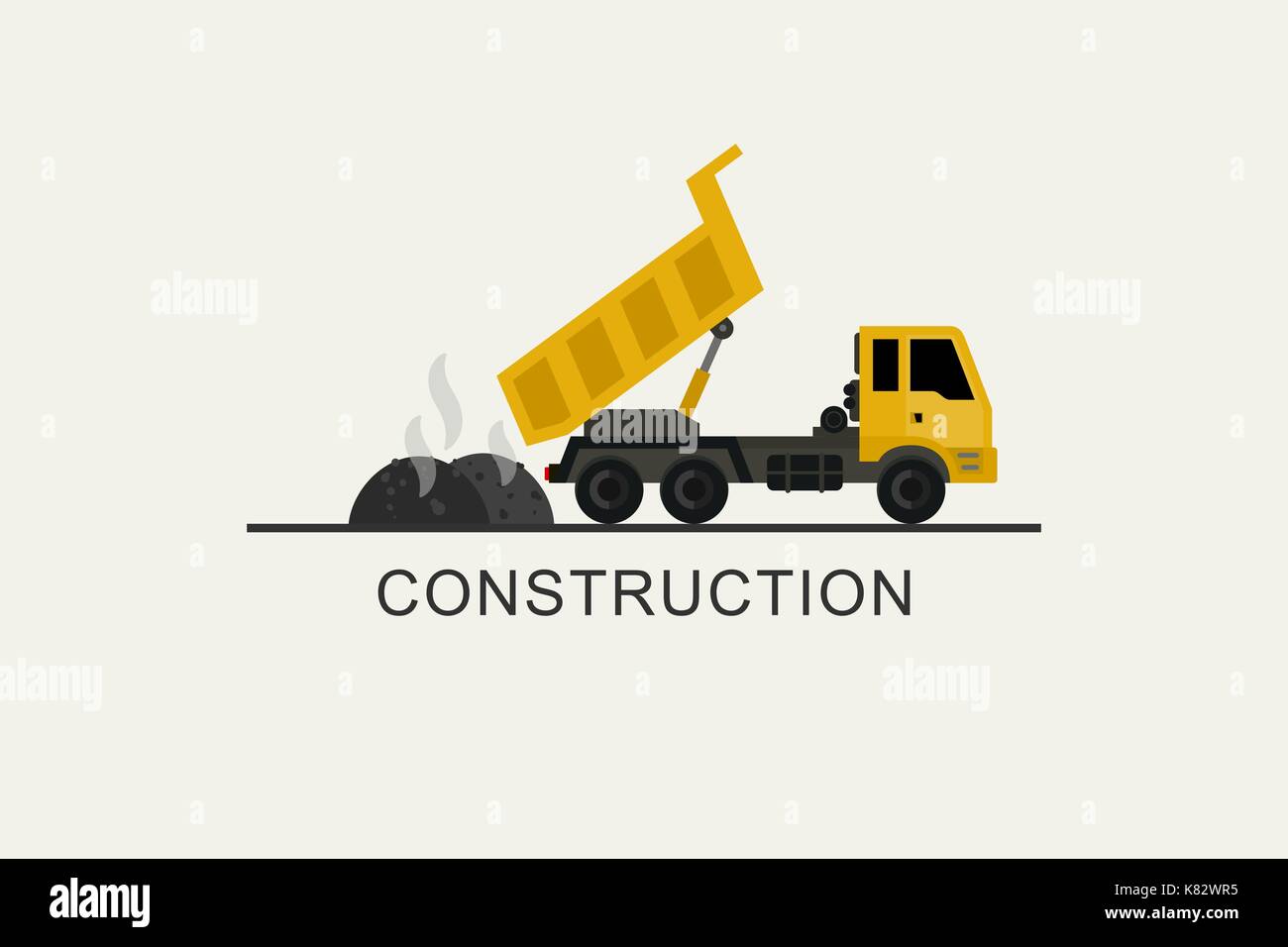Construction truck unloads asphalt Stock Vector