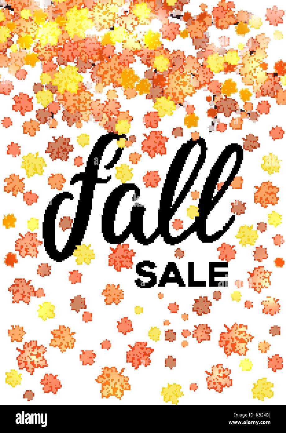 Fall sale. Vertical lettering banner design. Seasonal discount autumn ...