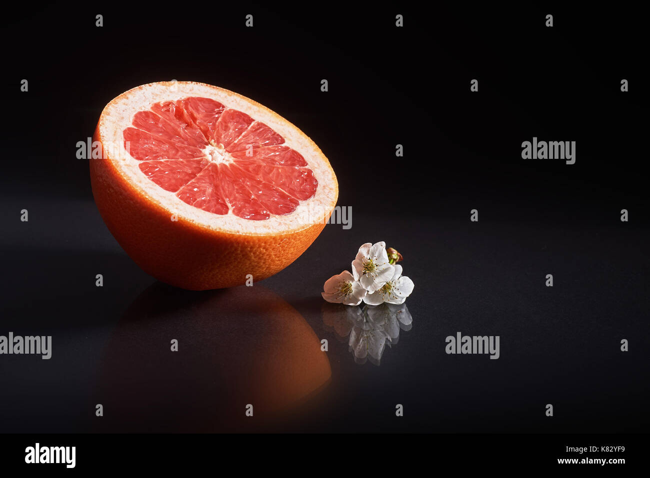 Grapefruit isolated on a black background Stock Photo