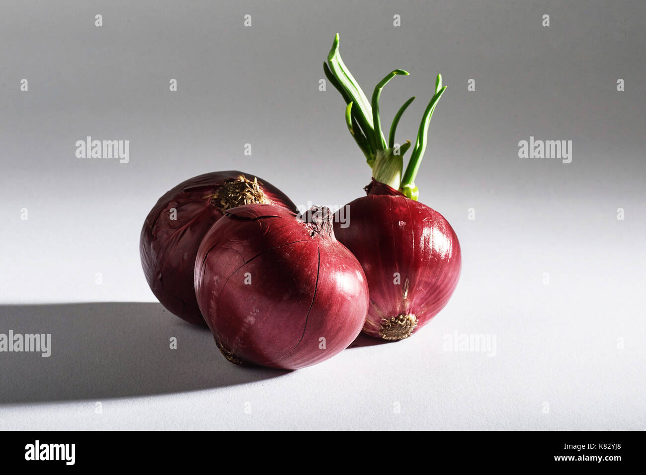 Red onion whole, isolated on white background Stock Photo