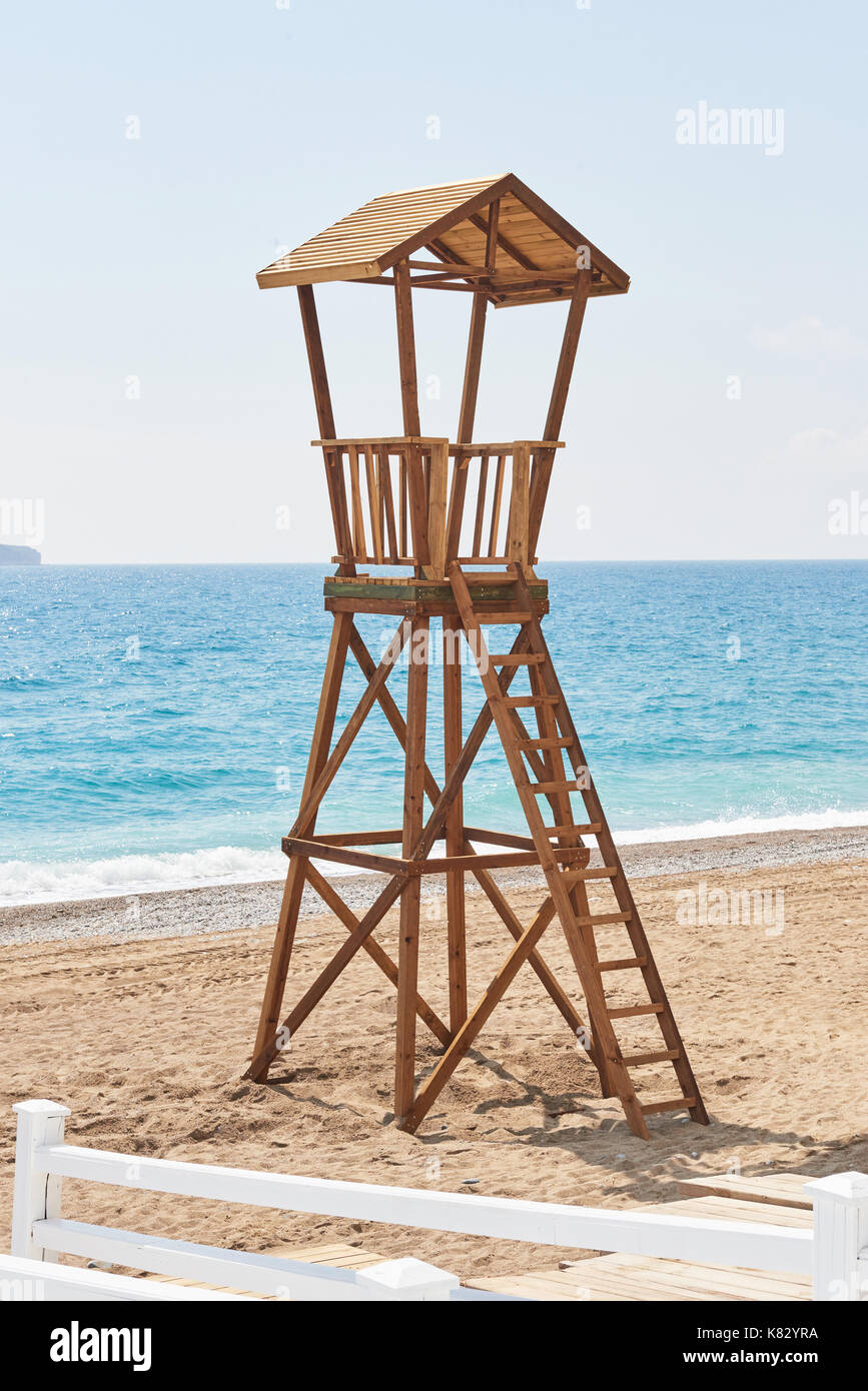 Beach wood cabin in Spain for coast guard Stock Photo