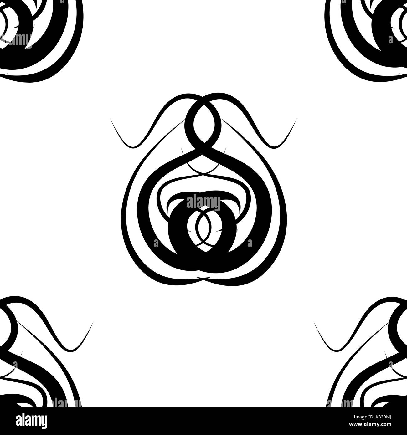 abstract black and white vector damask seamless pattern Stock Vector ...